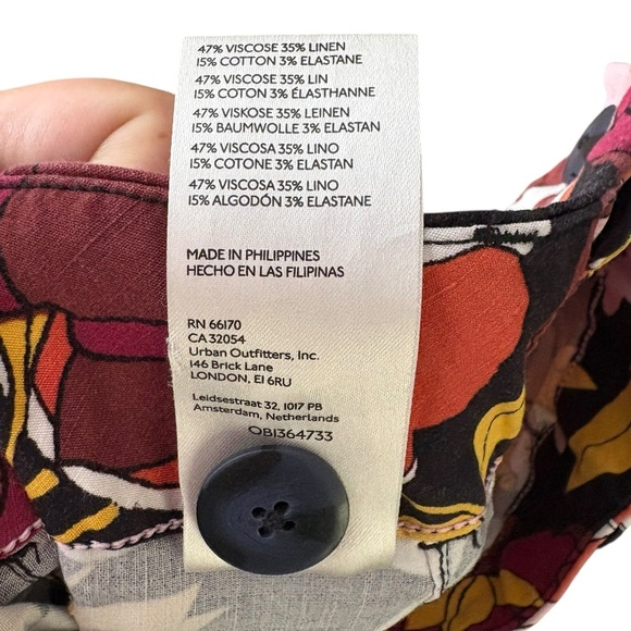 Anthropologie Maeve The Colette Cropped Wide-Leg Pants Floral Mod Size 27 Linen - Picture 9 of 11